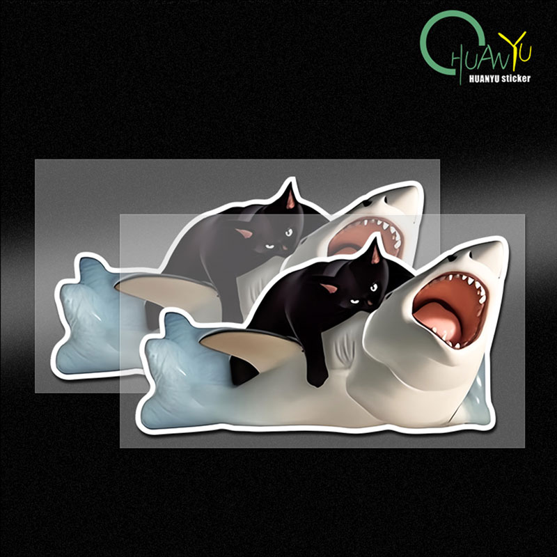 Gear Set Motorcycle - RETLPER autocollant réfléchissant chat noir suppresseur